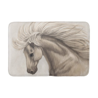 Gray White Ivory Horse Wild Mane Bath Mat