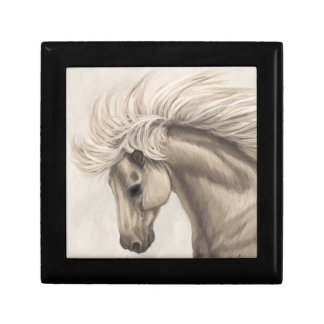 Gray White Ivory Horse Wild Mane Gift Box