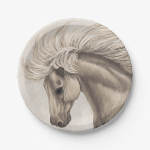 Gray White Ivory Horse Wild Mane Paper Plates