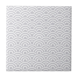 Gray White Japanese Wave Pattern Tile