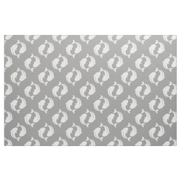 Gray white Koi Fish oriental pattern fabric