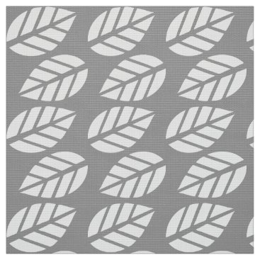 Gray white leaves pattern fabric