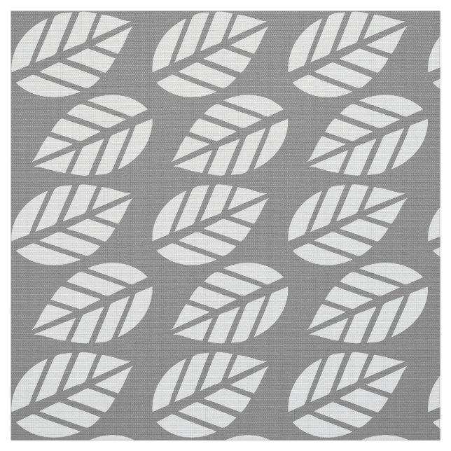 Gray white leaves pattern fabric (Swatch)