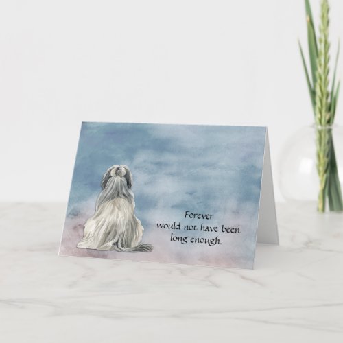 Gray White Lhasa Apso Dog Sympathy Card