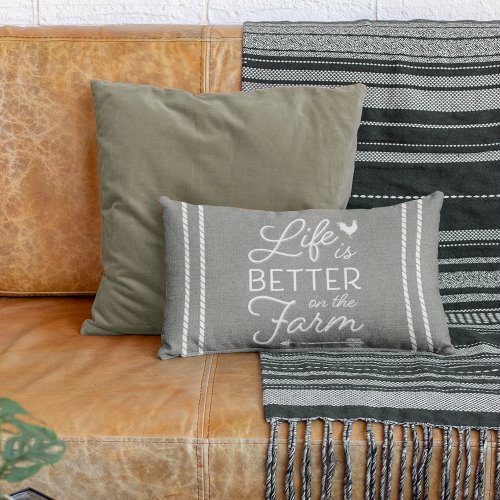 Gray  White Life Is Better On The Farm Lumbar Pillow