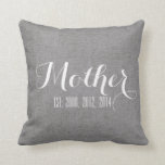Gray White Linen Personalized Mother's Day Gift Throw Pillow