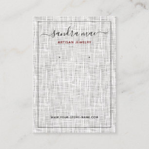 Gray White Linen Texture Look Jewelry Display Card