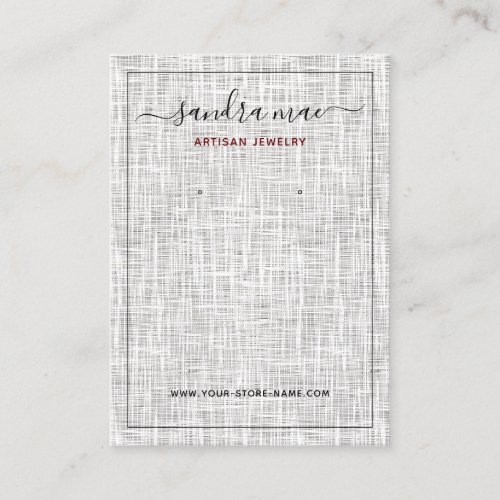 Gray White Linen Texture Look Jewelry Display Card