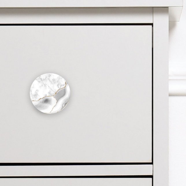 Gray White Marble Agate Gold Glitter Ceramic Knob (Creator Uploaded)