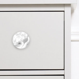 Gray White Marble Agate Silver Glitter Ceramic Knob