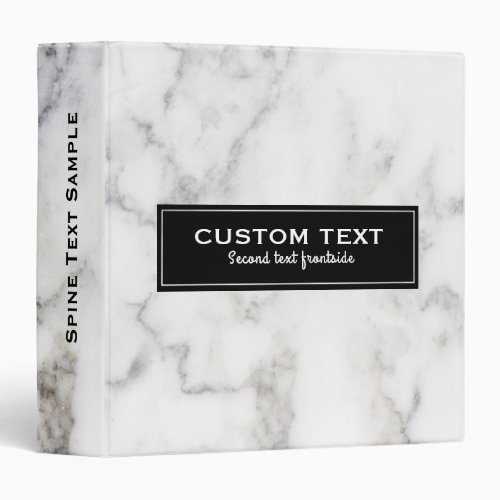 Gray  White Marble Black Accent 3 Ring Binder