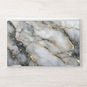 Gray, White Marble Laptop Skin with Gold Veins