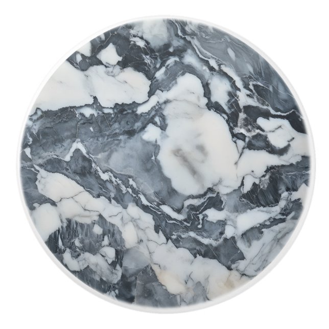 Gray White Marble Pattern Ceramic Knob (Front)