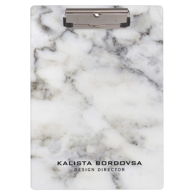 Gray & White Marble Stone Clipboard (Front)