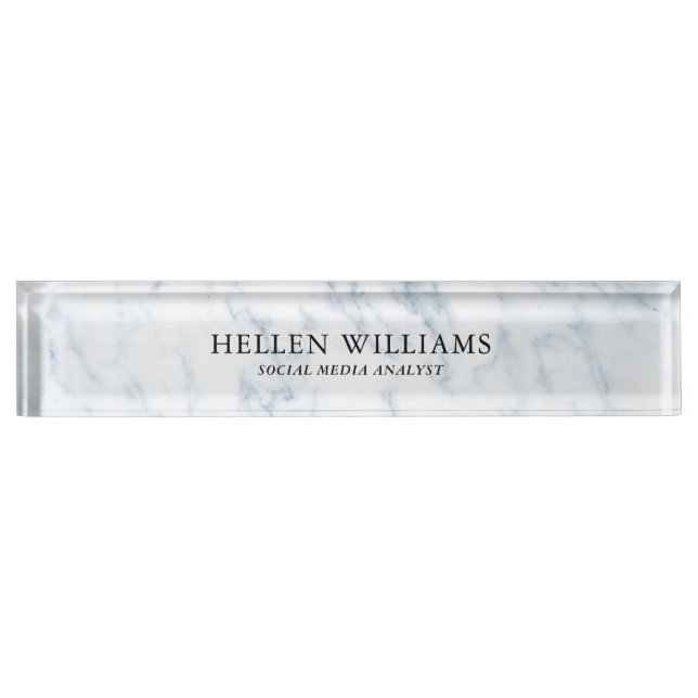 Gray & White Marble Stone Desk Name Plate (Front)