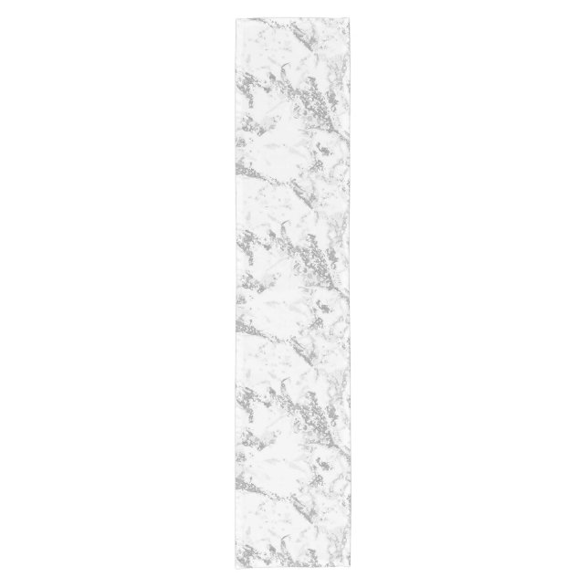 Gray White Marble Stone Pattern Table Runner (Front)