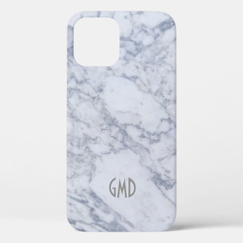 Gray  White Marble Stone Print iPhone 12 Case