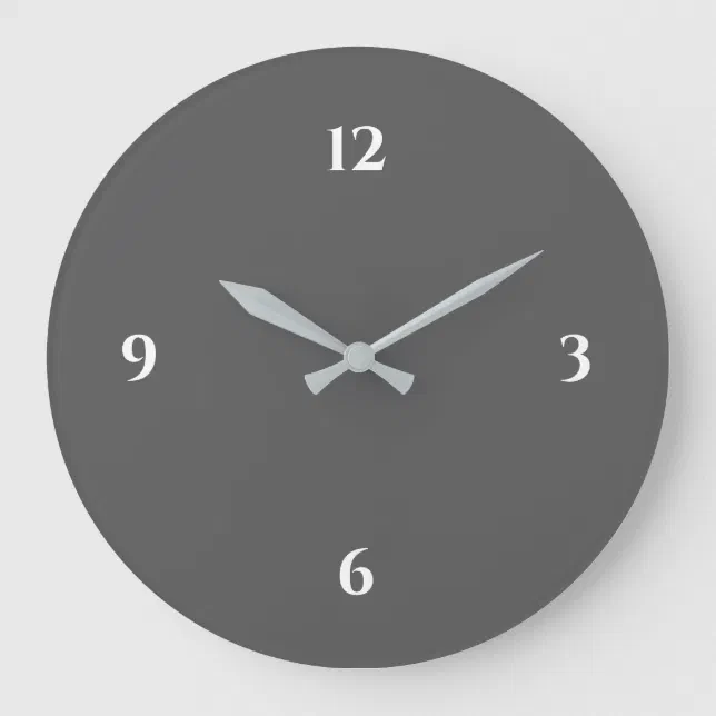 Gray & White Minimalist Large Clock | Zazzle