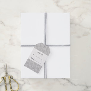 Gray & White Modern Chevron Custom Monogram Gift Tags