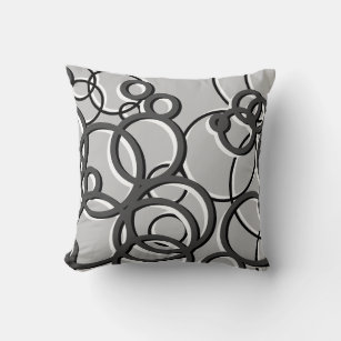 Gray & White Modern Geometric Circles Throw Pillow