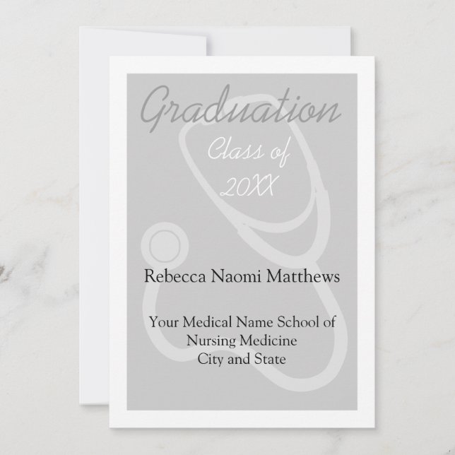 Gray/White Modern Health Graduation Announcement (Front)