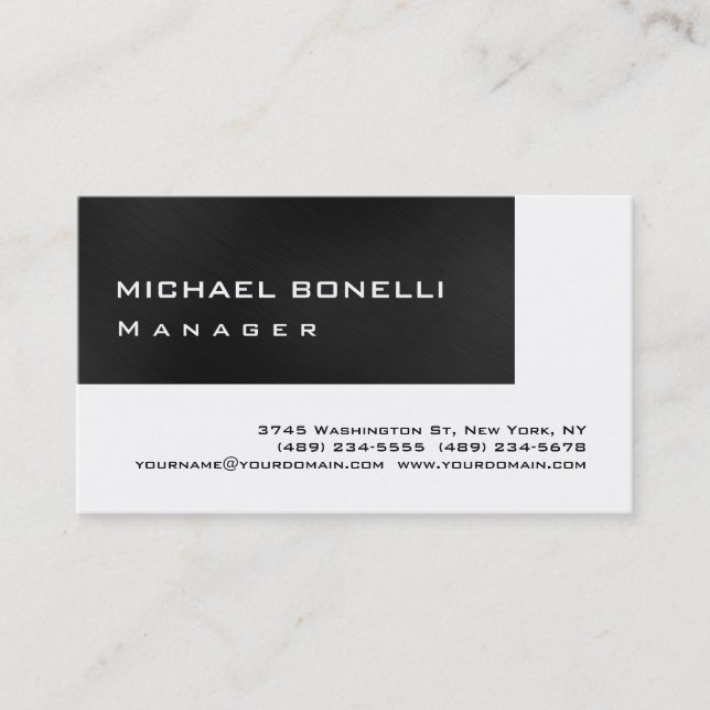 Gray White Modern Simple Manager Business Card (Front)