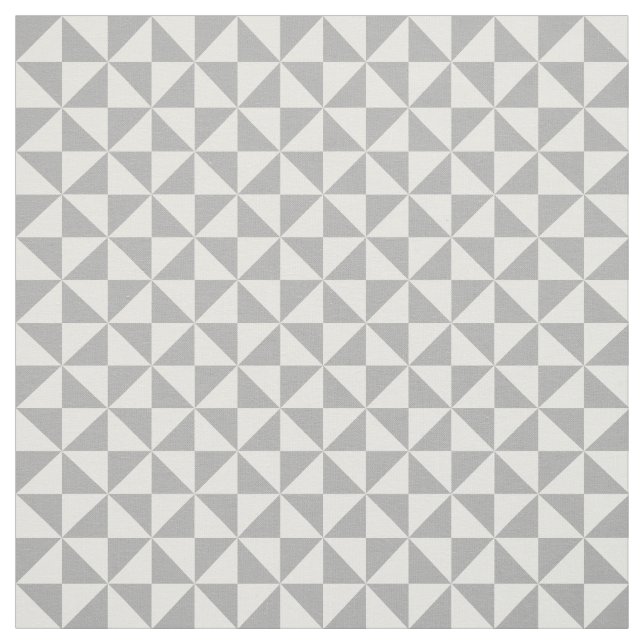 Gray White Modern Triangles Pattern Fabric (Swatch)