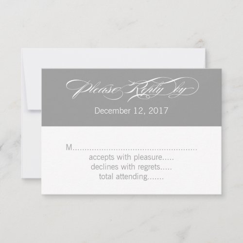 Gray White Modern Wedding RSVP Card