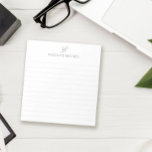 Gray & White Monogram Lined Notepad<br><div class="desc">Monogrammed notepad in white with your initial and name in pencil gray. An elegant lined notepad personalized with your monogram in a simple design.</div>