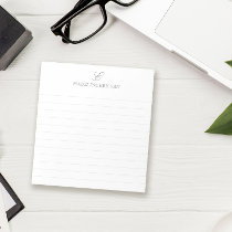 Gray & White Monogram Lined Notepad