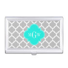 Gray White Moroccan #5 Brt Aqua 3 Initial Monogram