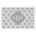 Gray White Moroccan #5 Dk Gray 3 Initial Monogram