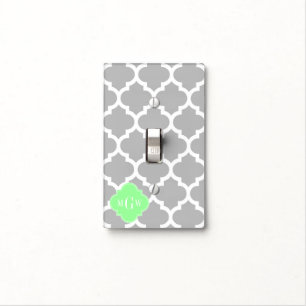 Gray White Moroccan #5 Mint Grn 3 Initial Monogram Light Switch Cover