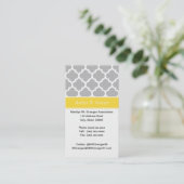 Gray White Moroccan #5 Pineapple Name Monogram Business Card (Standing Front)