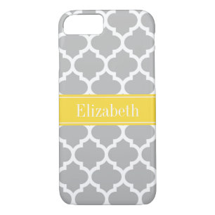 Gray White Moroccan #5 Pineapple Name Monogram iPhone 8/7 Case