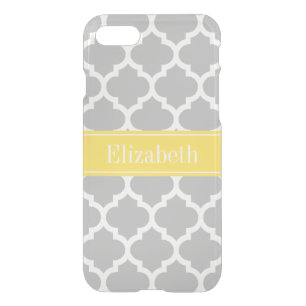 Gray White Moroccan #5 Pineapple Name Monogram iPhone SE/8/7 Case