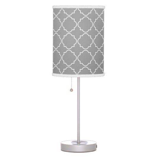 Gray white moroccan lattice pattern table lamp (Right)