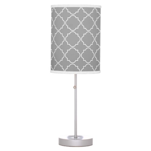 Gray white moroccan lattice pattern table lamp