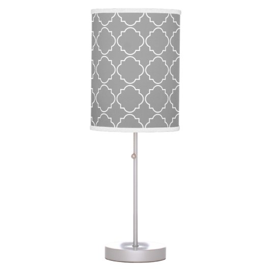 Gray white moroccan lattice pattern table lamp (Front)