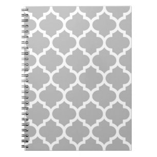 Gray White Moroccan Quatrefoil Pattern #5 Notebook