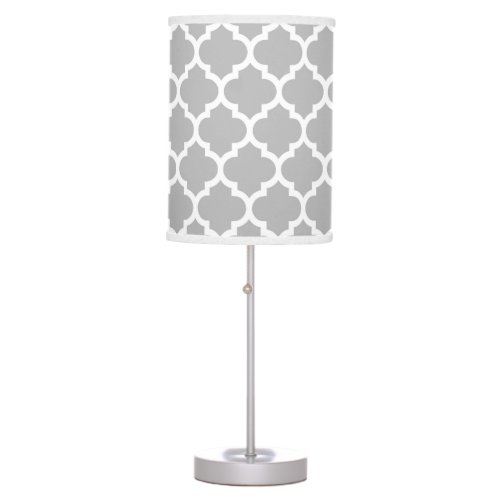 Gray White Moroccan Quatrefoil Pattern 5 Table Lamp