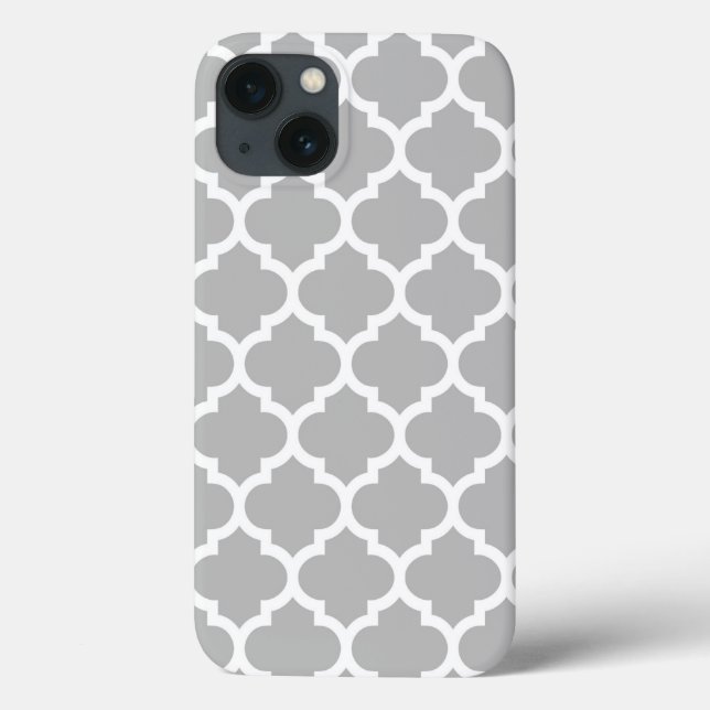 Gray White Moroccan Quatrefoil Pattern #5 V Case-Mate iPhone Case (Back)