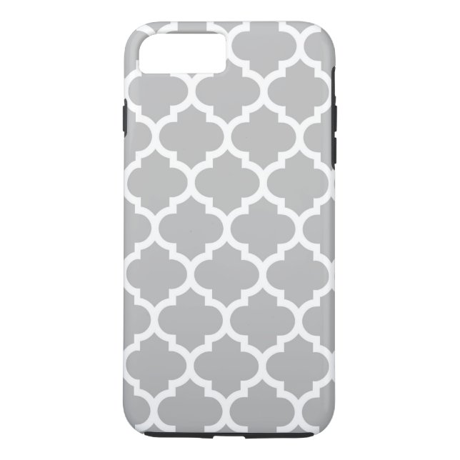 Gray White Moroccan Quatrefoil Pattern #5 V Case-Mate iPhone Case (Back)