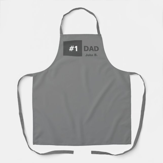 Gray White Number One Dad  Apron (Front)