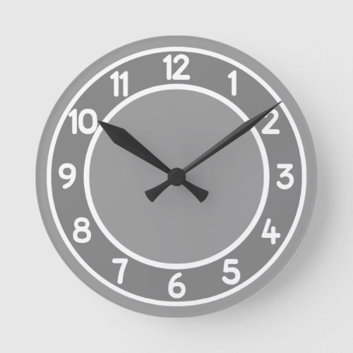 Gray  White on Any Color Background wall clock