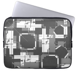 Gray White on Charcoal Geometric Abstract Design Laptop Sleeve