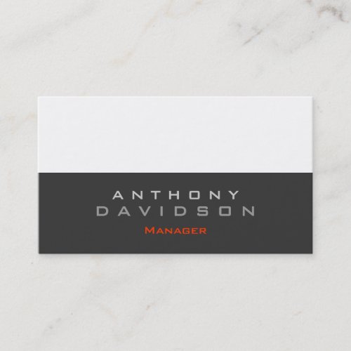 Gray white orange trendy manager business card