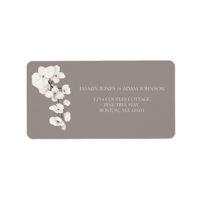 Gray White Orchid Elegant Wedding Label (Front)