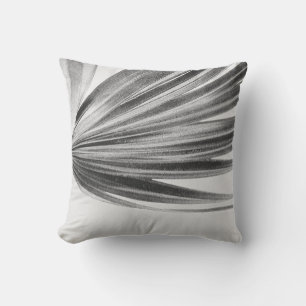 Gray & White Palm Modern Minimalist Abstract Throw Pillow