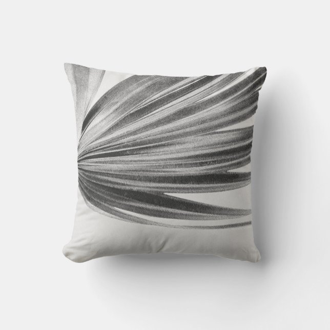 Gray & White Palm | Modern Minimalist Abstract Throw Pillow (Front)